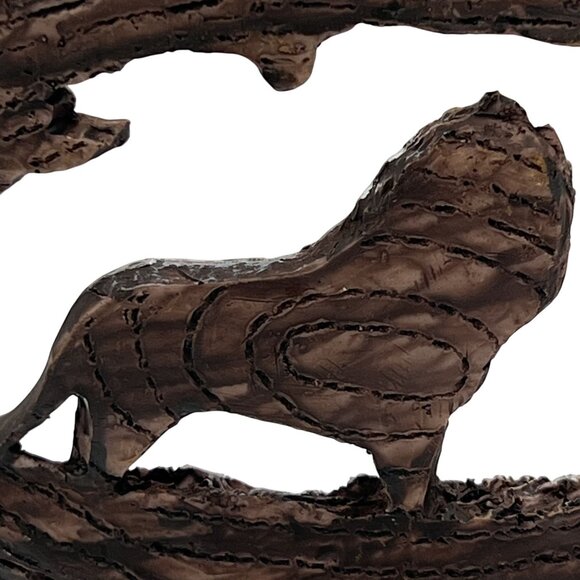 Wildlife Collectibles Hand Carved Bark Lion Sculpture 7.5"x5" Unique By Horiz - Picture 11 of 16